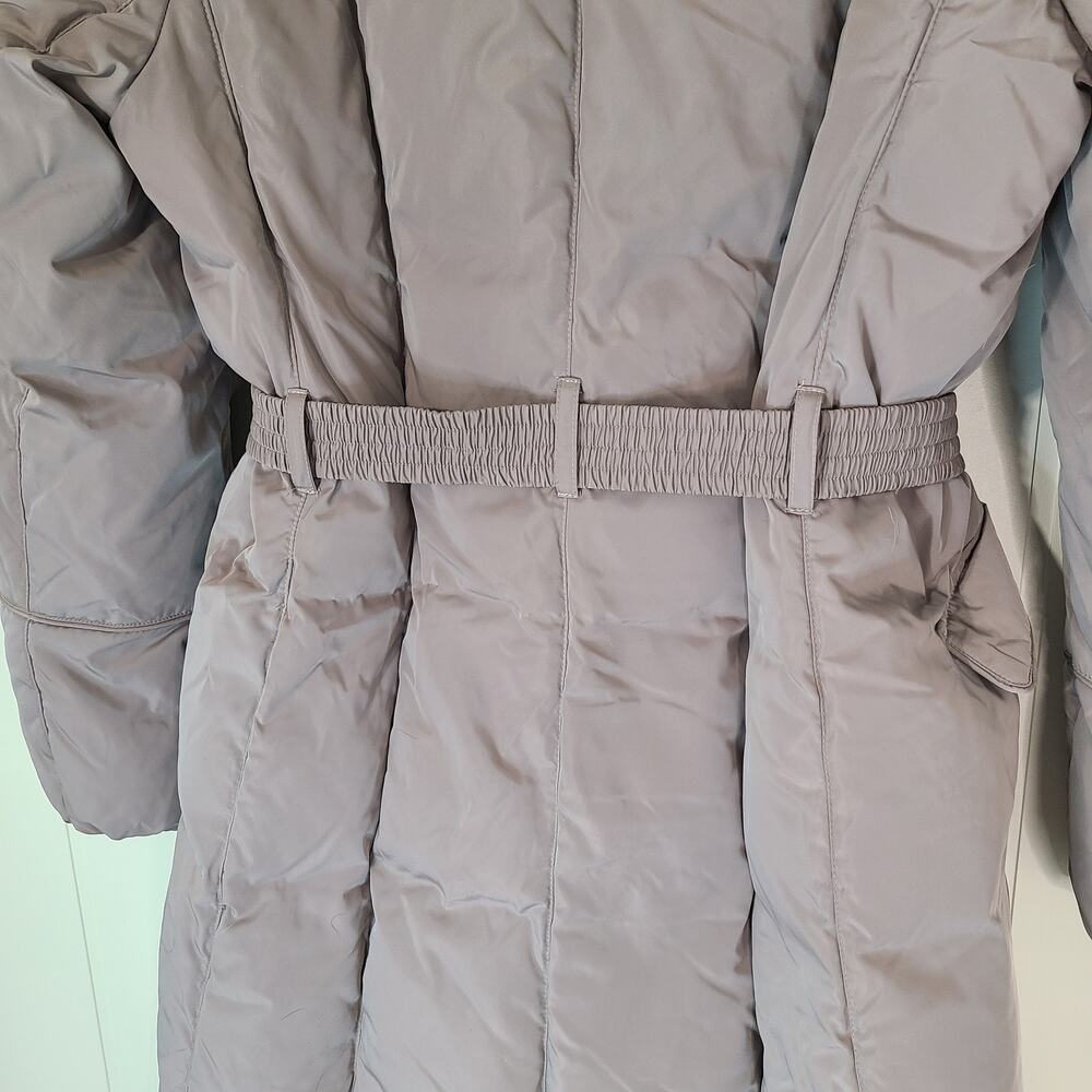 Cole Haan Puffer Coat Women's Large Oversized Collar Belted Long Down Filled - Picture 8 of 16